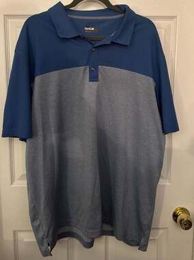 Bolle Men's Performance Golf Polo Colorblock Blue and Grey Short Sleeve Shirt